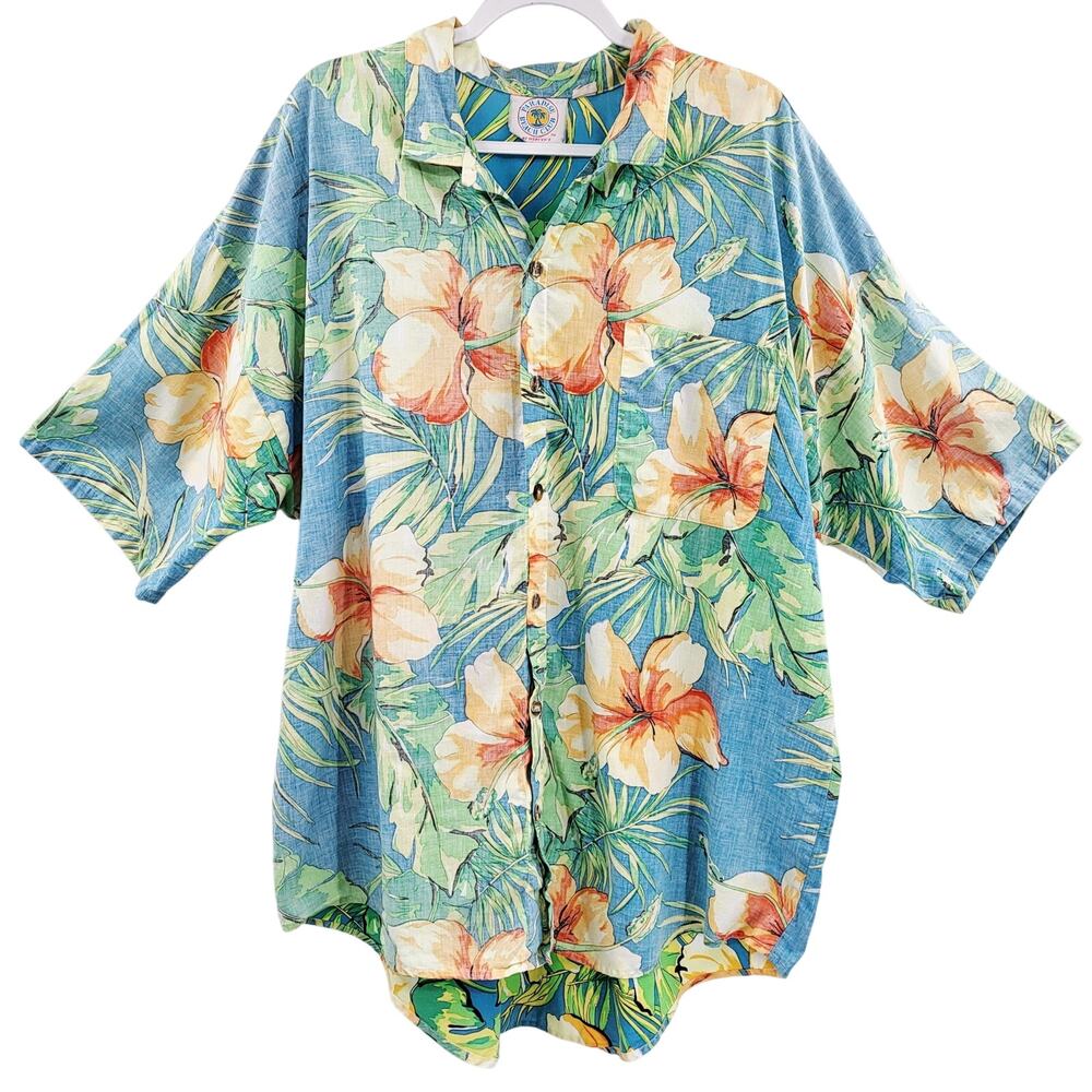 Vtg Paradise Beach Club by Mervyn's Colorful Hawaiian Shirt Men's XL Made in USA